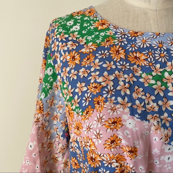 Topshop Patchwork Floral Midi Dress - Picture 5 of 7